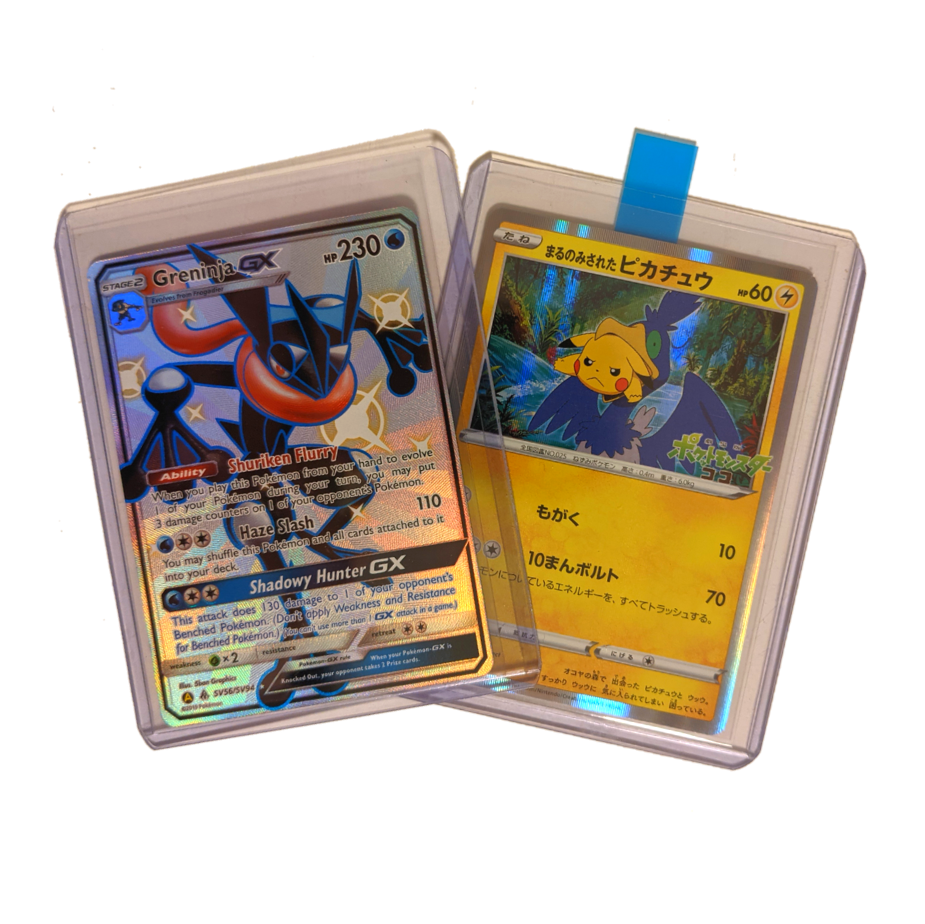Pokemon cards stored in toploader